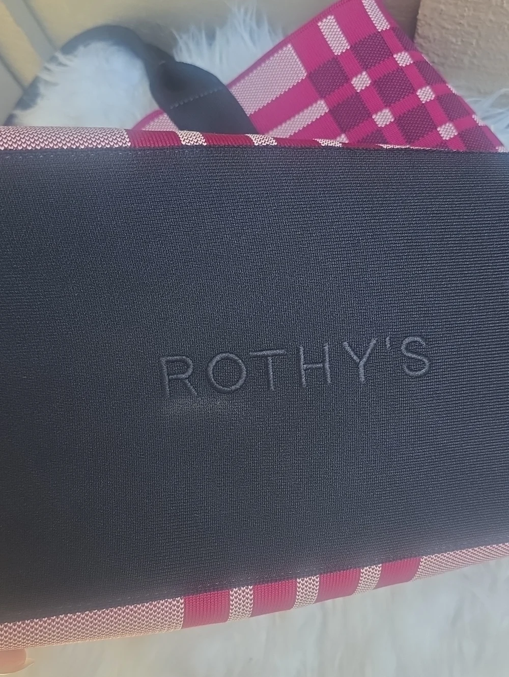 Rothy's plaid reversible tote